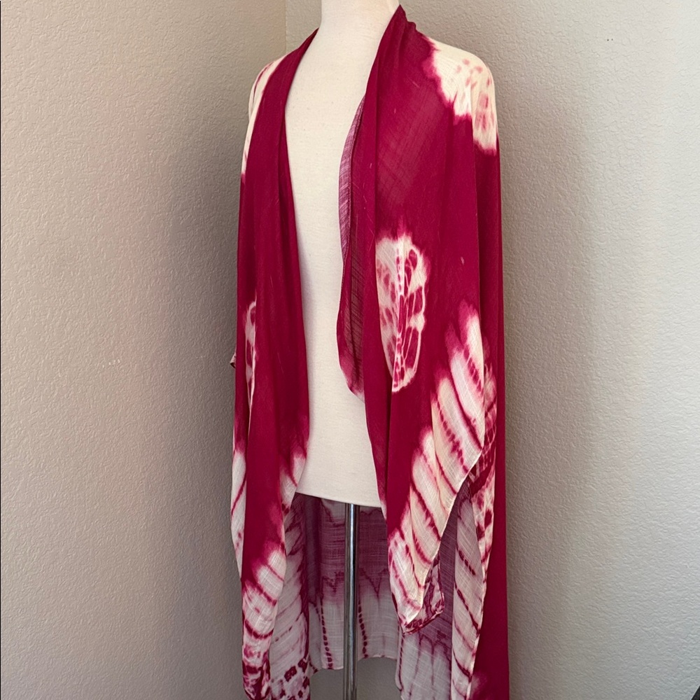 Dark Pink and White Tie-Dye Kimono